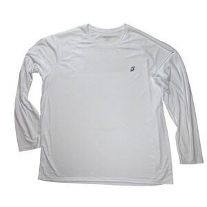 RB Mens White Long Sleeve Performance‎ Shirt Activewear Crew Neck 3XL